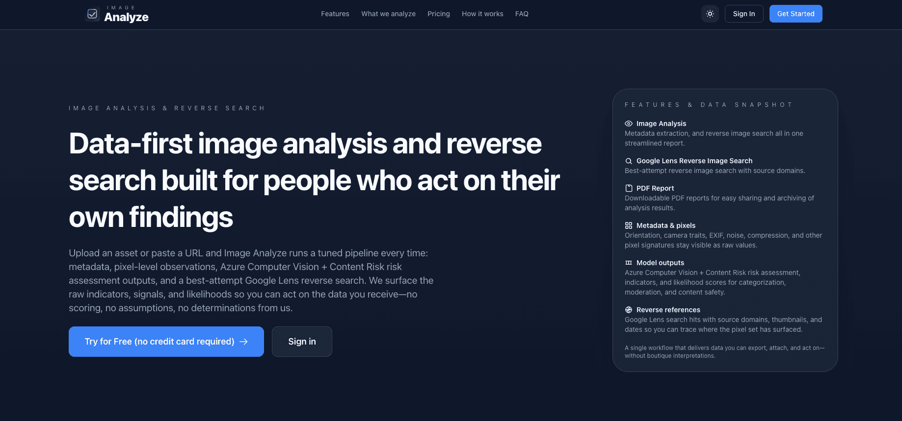 ImageAnalyze.io screenshot